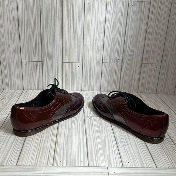 Dr Martens Women’s Polina Patent Leather Wingtip Red/Purple Lace Up Oxford Sz 6 - Picture 4 of 9